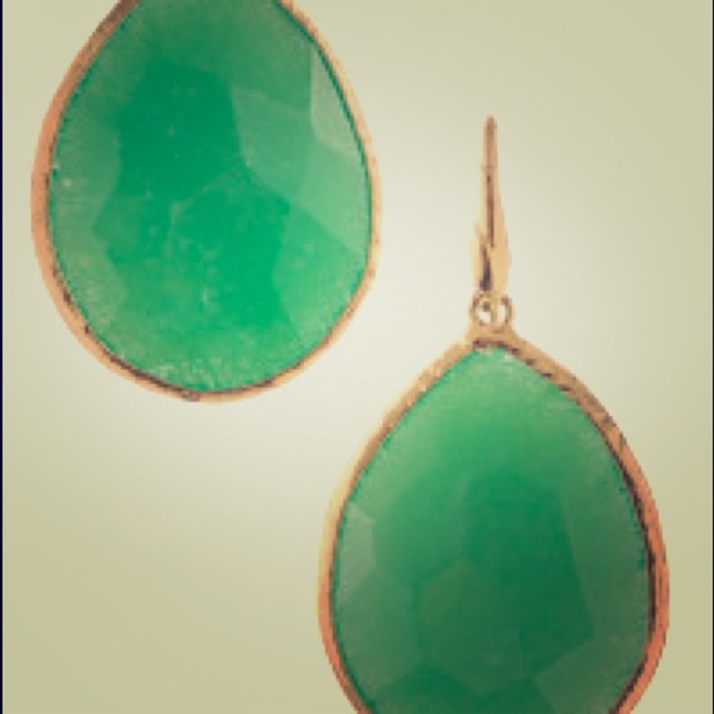 Green and gold earrings